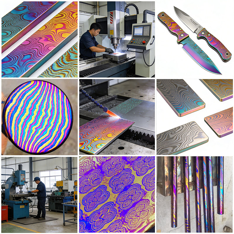 Titanium Damascus Billet for Knife Making and Jewelry